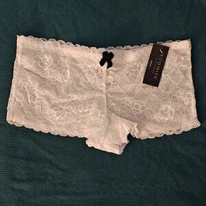 Youmita White Lace Boy Shorts Hipsters
